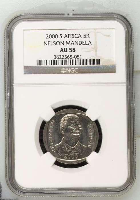 Nelson Mandela 2000 R5 - NGC Graded AU58 - R1 Start.